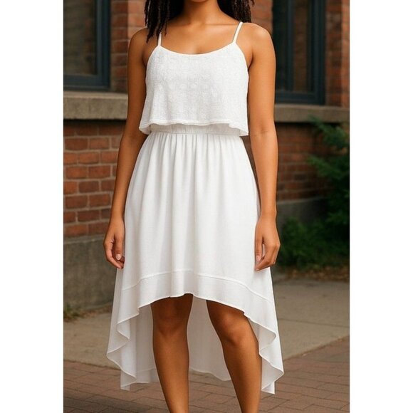 Bisou Bisou White Sleeveless Lace Overlay Dress Size 4 Made Of Polyester With Co - Picture 1 of 12